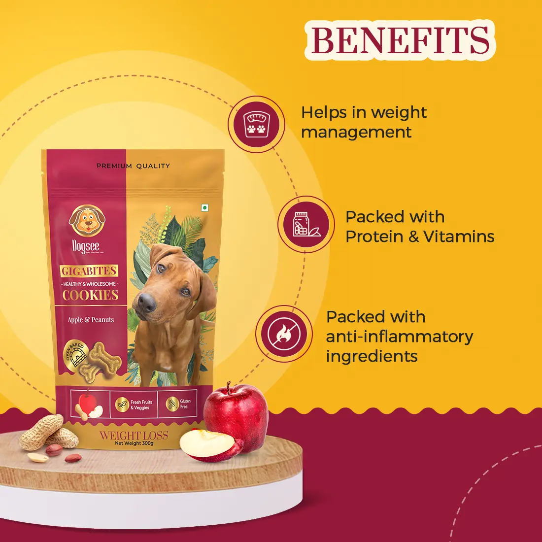 Benefits - Apple and Peanut Cookies for Dogs