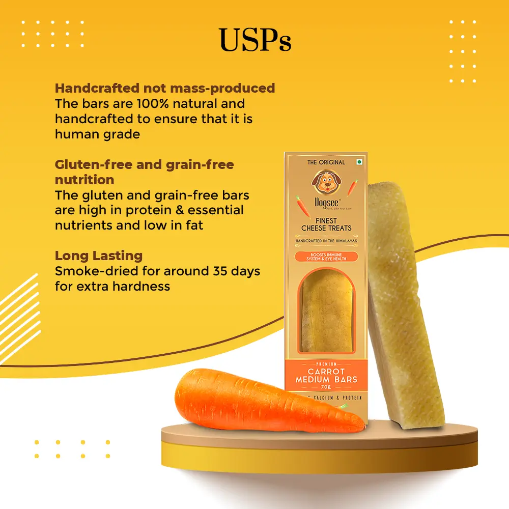 USPs - Long-lasting Singles Carrot Dental Chew for Medium Dogs