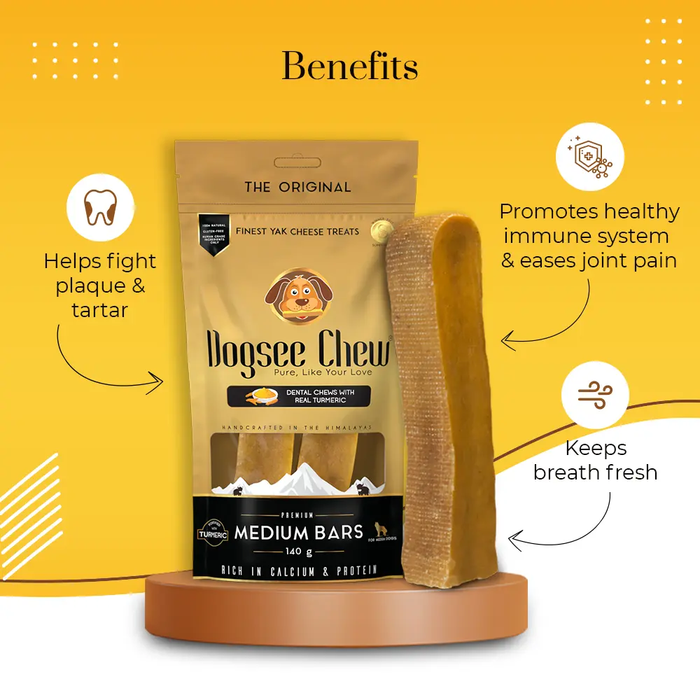 Benefits - Long Lasting Turmeric Dental Chews for Medium Dogs