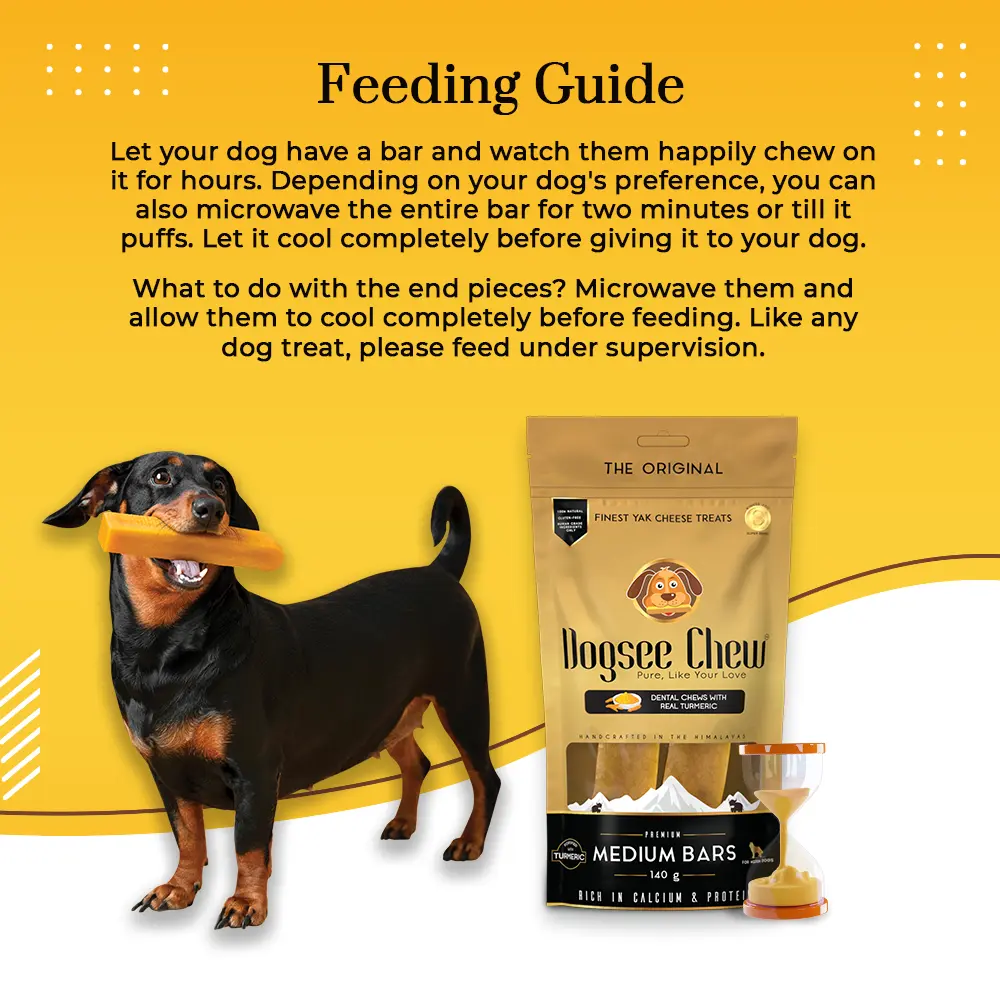 Feeding Guide - Long Lasting Turmeric Dental Chews for Medium Dogs