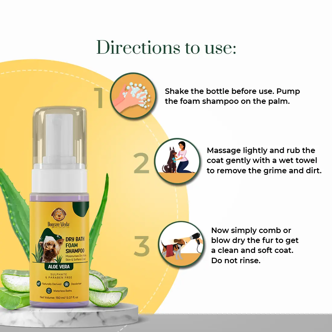 Direction to Use - Dry Bath Foam Shampoo