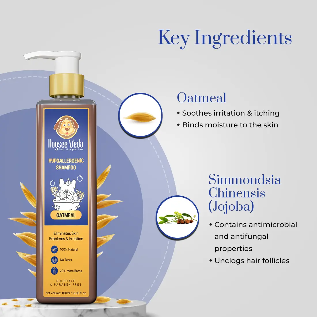Key Ingredients - Oatmeal Hypoallergenic Dog Shampoo