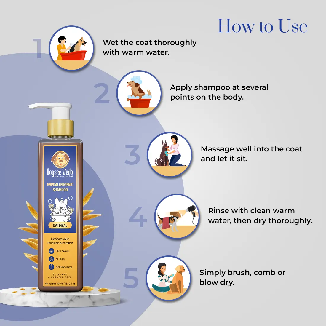 How to Use - Oatmeal Hypoallergenic Dog Shampoo