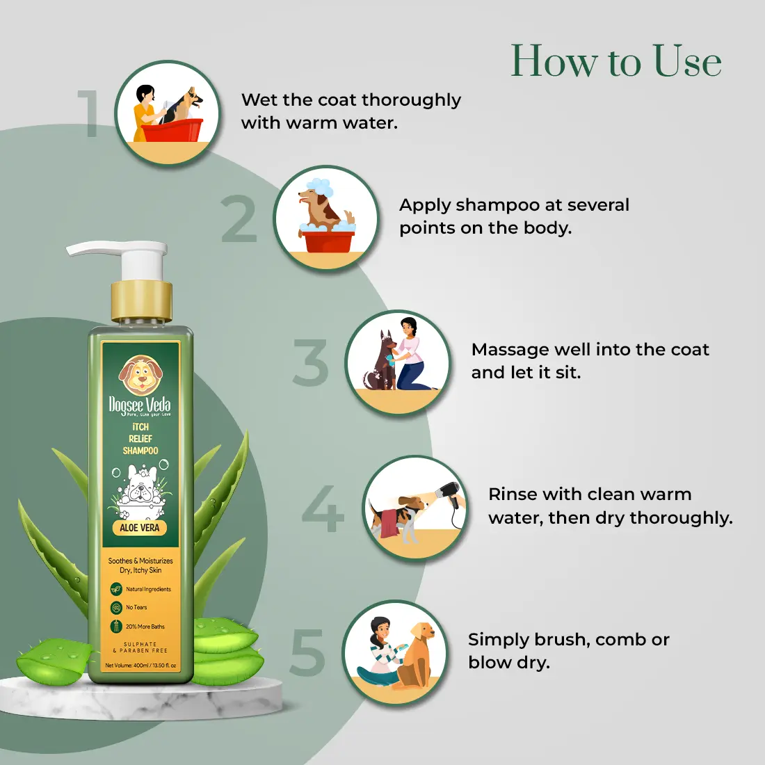 How to Use - Aloe Vera Itch Relief Dog Shampoo