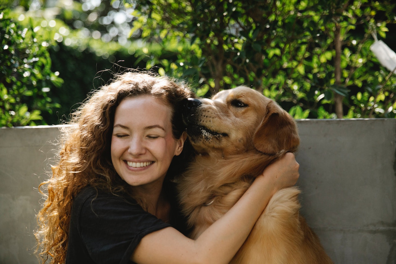 Happy woman with dog
