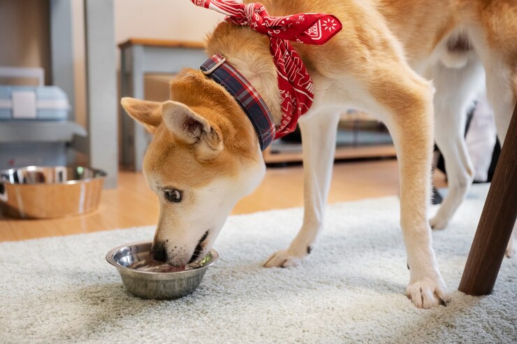 shiba inu dog taking walk