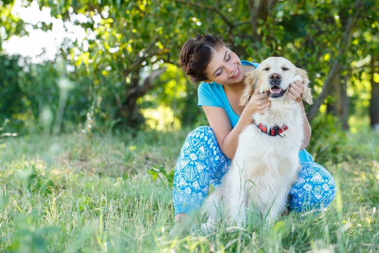 attractive woman with dog